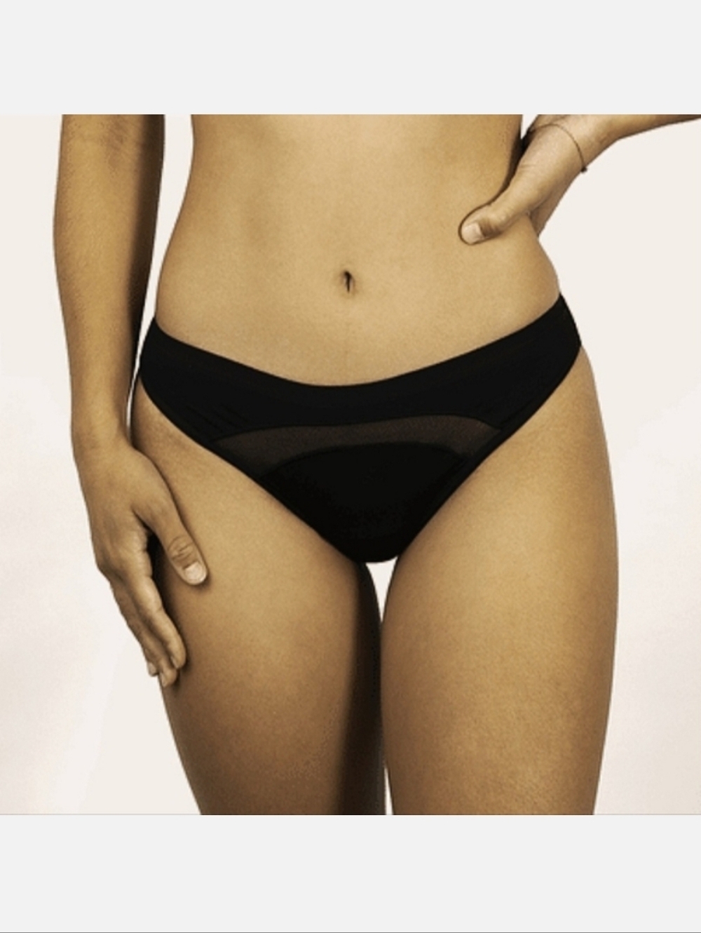 saalt wear Anthracite Black Mesh Bikini Period Panties, Size L ~ NWT